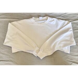 Tna AiryAF Fleece Sweatshirt Women Size 2 White Cropped Boxy Crewneck
